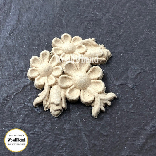 FLOWER GARLAND 3.5 x 3.5 cms Decorative Antique Moulding Applique WoodUbend 0350 - Moulding - Baillea's Interiors -