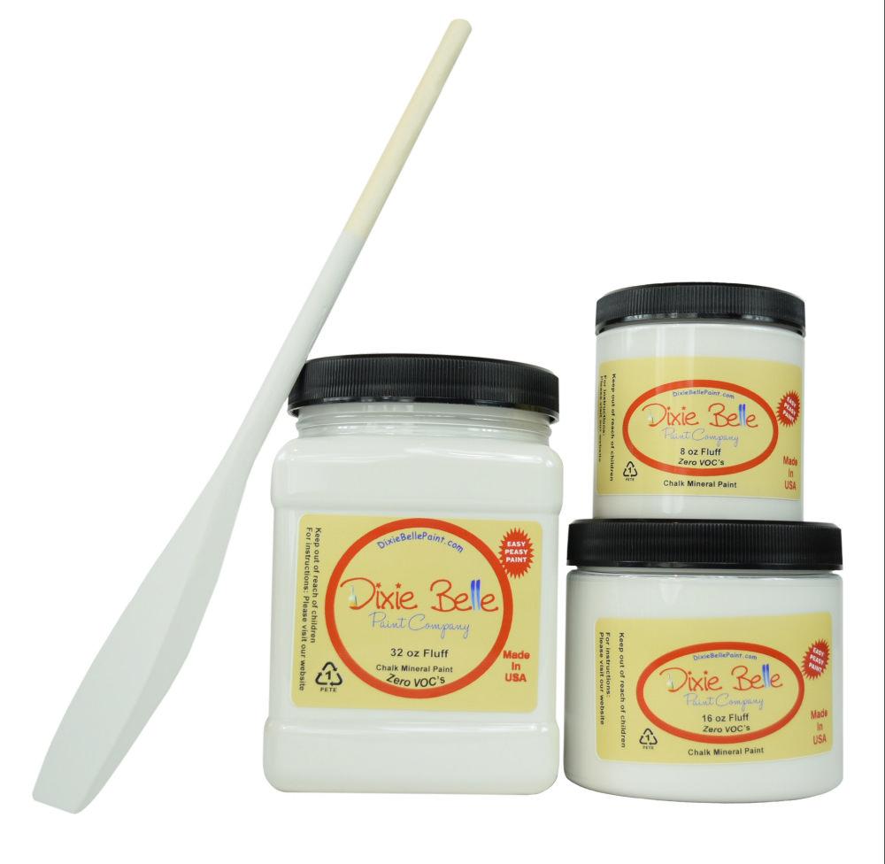 FLUFF - Dixie Belle - Soft White Slight Grey Undertones Chalk Mineral Paint - 118ml/4oz - 236ml/8oz - 473ml/16oz - 946ml - Paint - Chalk and Mineral - Baillea's Interiors -