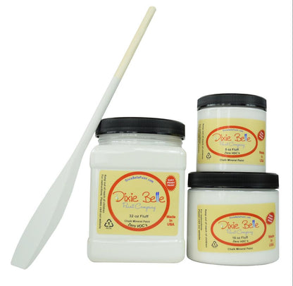 FLUFF - Dixie Belle - Soft White Slight Grey Undertones Chalk Mineral Paint - 118ml/4oz - 236ml/8oz - 473ml/16oz - 946ml - Paint - Chalk and Mineral - Baillea's Interiors -