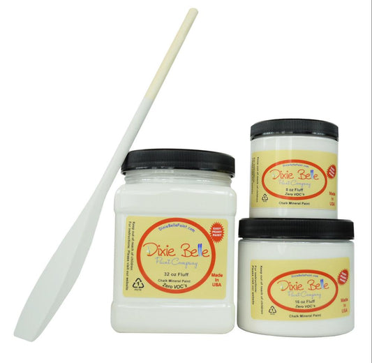 FLUFF - Dixie Belle - Soft White Slight Grey Undertones Chalk Mineral Paint - 118ml/4oz - 236ml/8oz - 473ml/16oz - 946ml - Paint - Chalk and Mineral - Baillea's Interiors -
