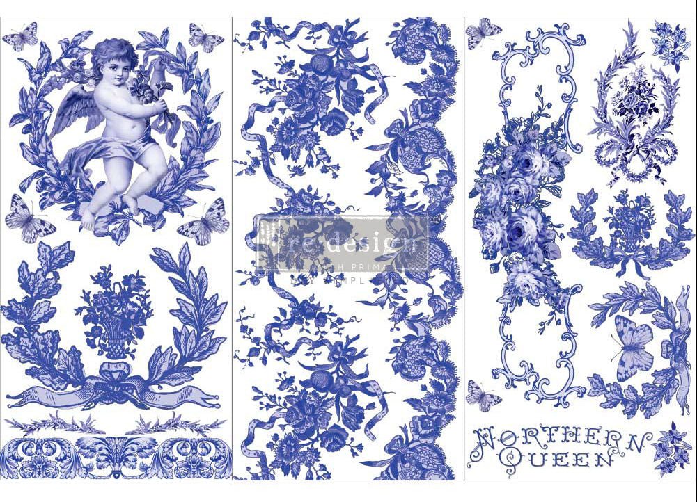 FRENCH BLUE - 3 sheets - 15cm x 30cm each - Redesign Decor Transfer Decal - Furniture Transfer - Baillea's Interiors -