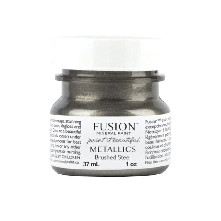 Fusion Metallics - BRUSHED STEEL - 37ml/250ml - Paint - Metallic - Baillea's Interiors -