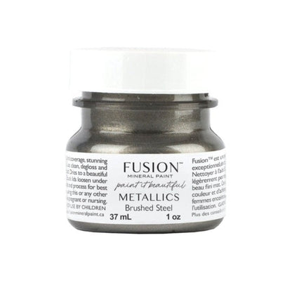 Fusion Metallics - BRUSHED STEEL - 37ml/250ml - Paint - Metallic - Baillea's Interiors -