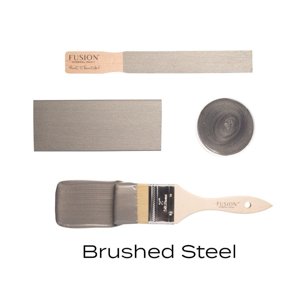 Fusion Metallics - BRUSHED STEEL - 37ml/250ml - Paint - Metallic - Baillea's Interiors -