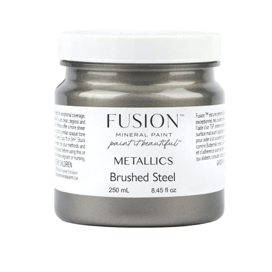 Fusion Metallics - BRUSHED STEEL - 37ml/250ml - Paint - Metallic - Baillea's Interiors -