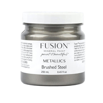 Fusion Metallics - BRUSHED STEEL - 37ml/250ml - Paint - Metallic - Baillea's Interiors -