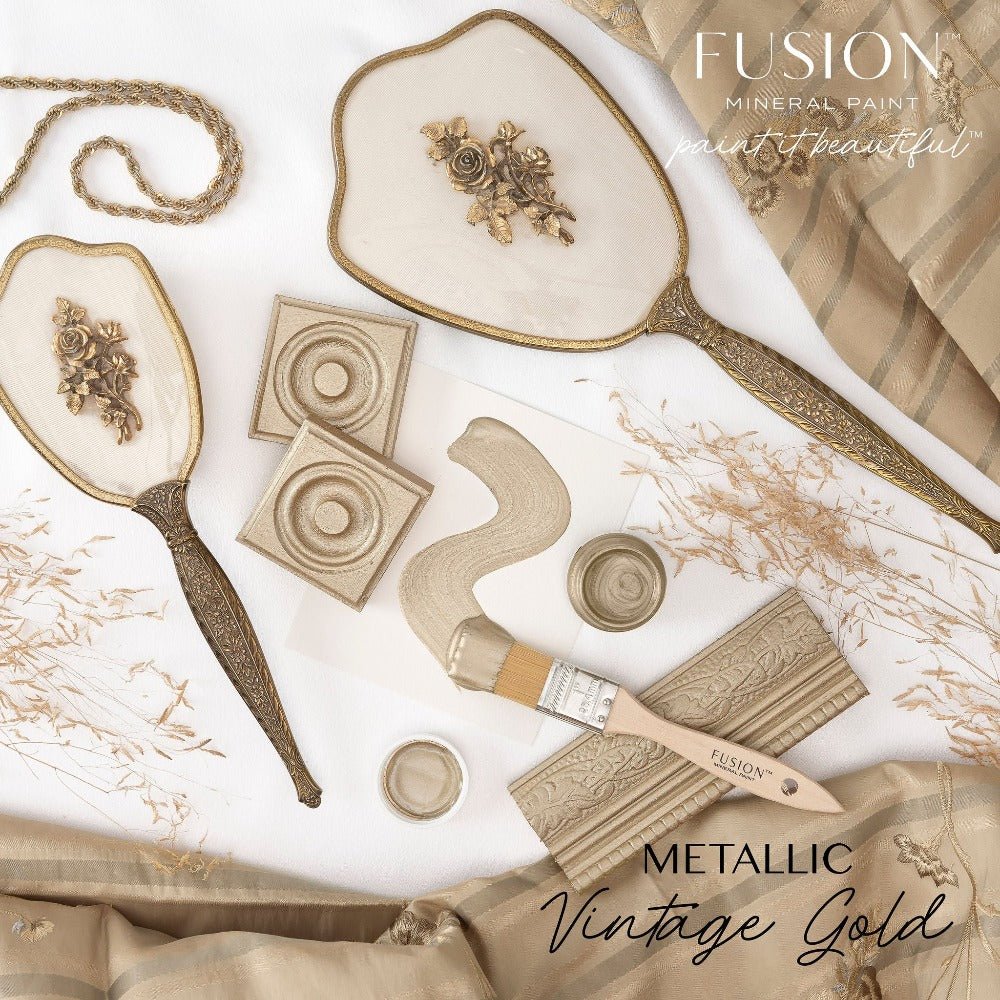 Fusion Metallics - METALLIC VINTAGE GOLD - 37ml/250ml - Paint - Metallic - Baillea's Interiors -