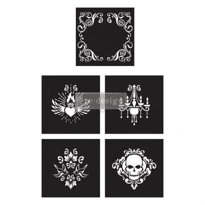 GLAM PUNK - 5 Part Decor Stencils 30.5cm x 30.5cm each by ReDesign with Prima - Stencil - Baillea's Interiors -
