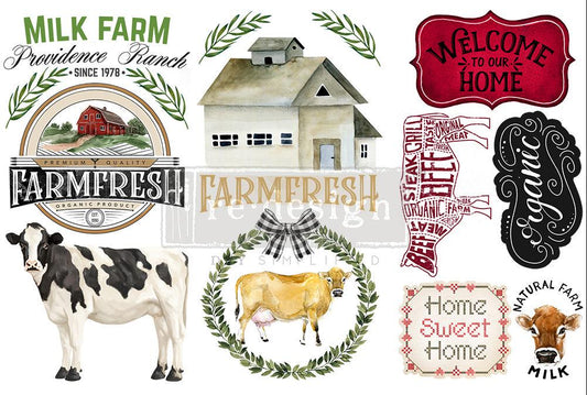 HOME & FARM - 3 sheets - 6" x 12" each - Redesign Decor Transfer Decal - Furniture Transfer - Baillea's Interiors -