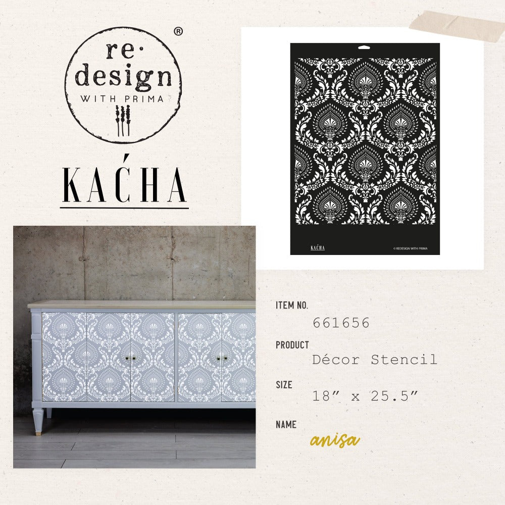 KACHA ANISA Decor Stencils 46 cm x 65 cm by ReDesign with Prima - Stencil - Baillea's Interiors -