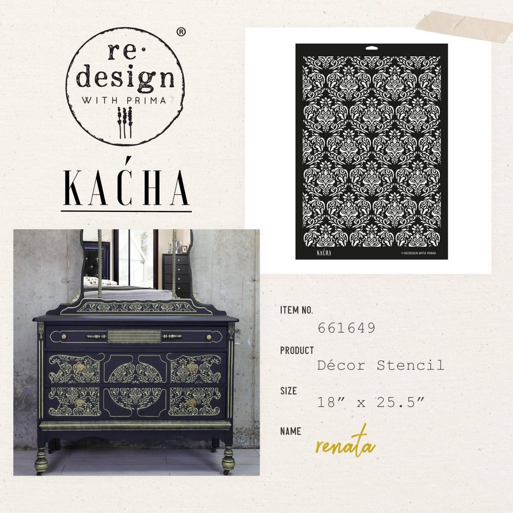 KACHA RENATA Decor Stencils 46 cm x 65 cm by ReDesign with Prima - Stencil - Baillea's Interiors -