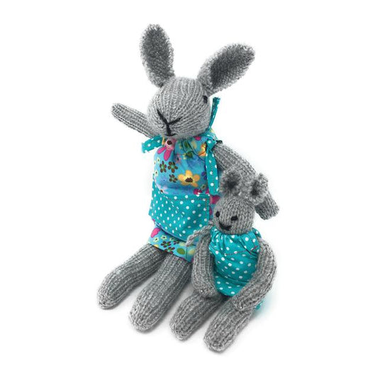 Knit Your Own Bunnies Kit - Finished Size Approx 35cm mum, 20cm baby - Craft Kits - Baillea's Interiors -