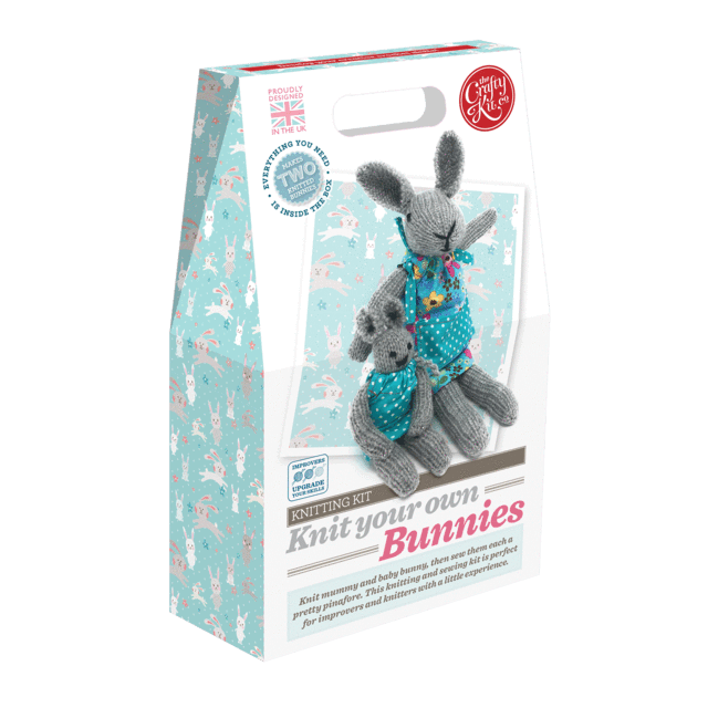 Knit Your Own Bunnies Kit - Finished Size Approx 35cm mum, 20cm baby - Craft Kits - Baillea's Interiors -