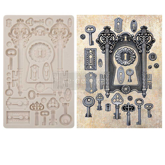 LOCKS AND KEYS Decor Mould - Re-Design with Prima 5" x 8" - Moulds - Baillea's Interiors -