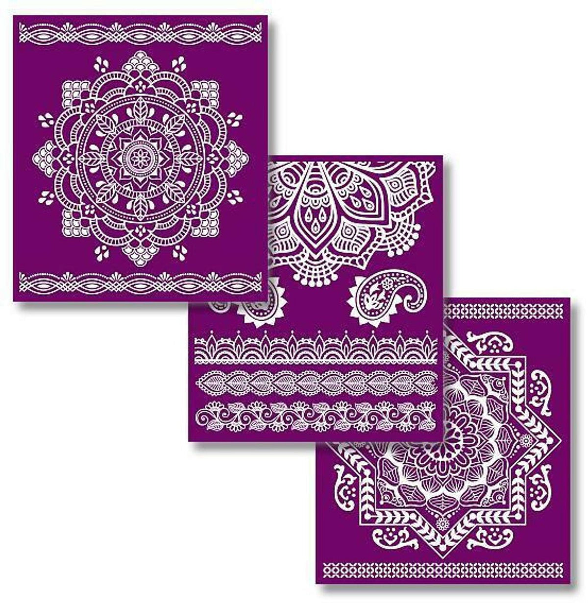 MANDALA Silk Screen Stencils 3 designs 8" x 10" by Belles and Whistles - Stencil - Baillea's Interiors -