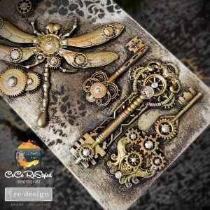 MECHANICAL LOCK & KEYS STEAMPUNK Decor Mould Re-Design with Prima 5" x 8" - Moulds - Baillea's Interiors -