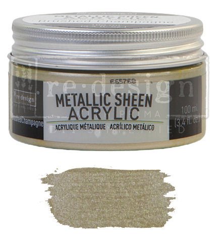METALLIC SHEEN ACRYLIC - Brushed Champagne - 100ml - Paint - Metallic - Baillea's Interiors -