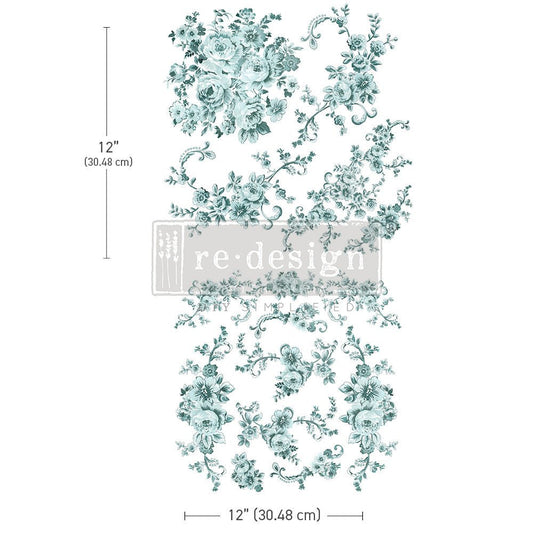 MINTY ROSES - 30cm x 30cm - Redesign Decor Transfer Decal - Furniture Transfer - Baillea's Interiors -
