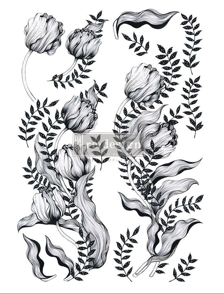MONO TULIP - 24" x 35" - Redesign Decor Transfer Decal - Furniture Transfer - Baillea's Interiors -