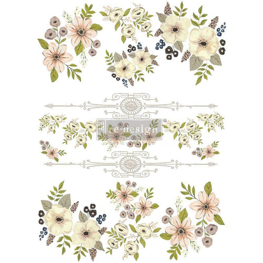 PAINTED FLORALS - 24" x 35" - Redesign Decor Transfer Decal - Furniture Transfer - Baillea's Interiors -