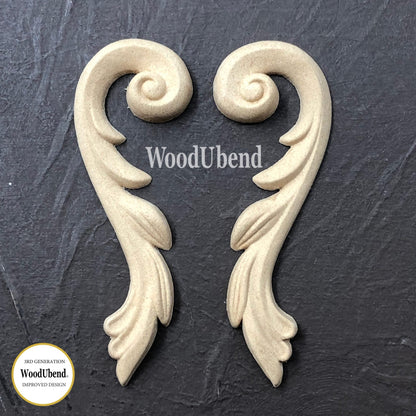 PAIR SCROLLS Decorative Antique Moulding Applique WoodUbend 360-1 - Moulding - Baillea's Interiors -
