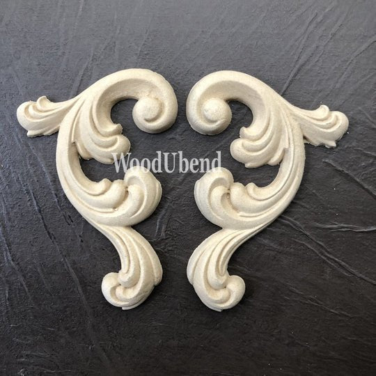 PAIR SCROLLS Decorative Antique Moulding Applique WoodUbend 6030 - Moulding - Baillea's Interiors -