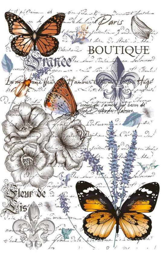 PAPILLON - 23" x 34" - Hokus Pokus Rub On Decor Transfer Decal - Furniture Transfer - Baillea's Interiors -