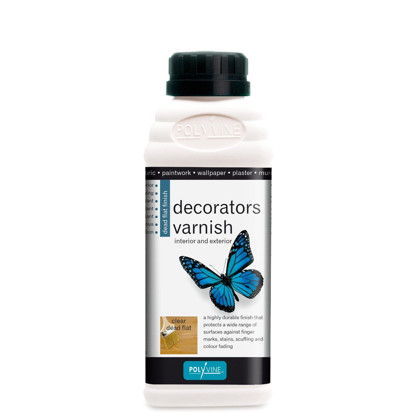 Polyvine Decorators Varnish - Dead Flat Finish - 100ml, 500ml, 1 litre - Varnish - Baillea's Interiors -