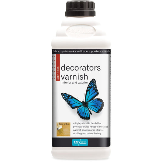 Polyvine Decorators Varnish - Satin Finish - 100ml, 500ml, 1 litre - Varnish - Baillea's Interiors -