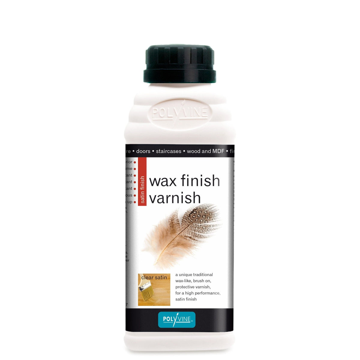 Polyvine Wax Finish Varnish - Clear Satin Finish - 100ml, 500ml, 1 litre - Varnish - Baillea's Interiors -