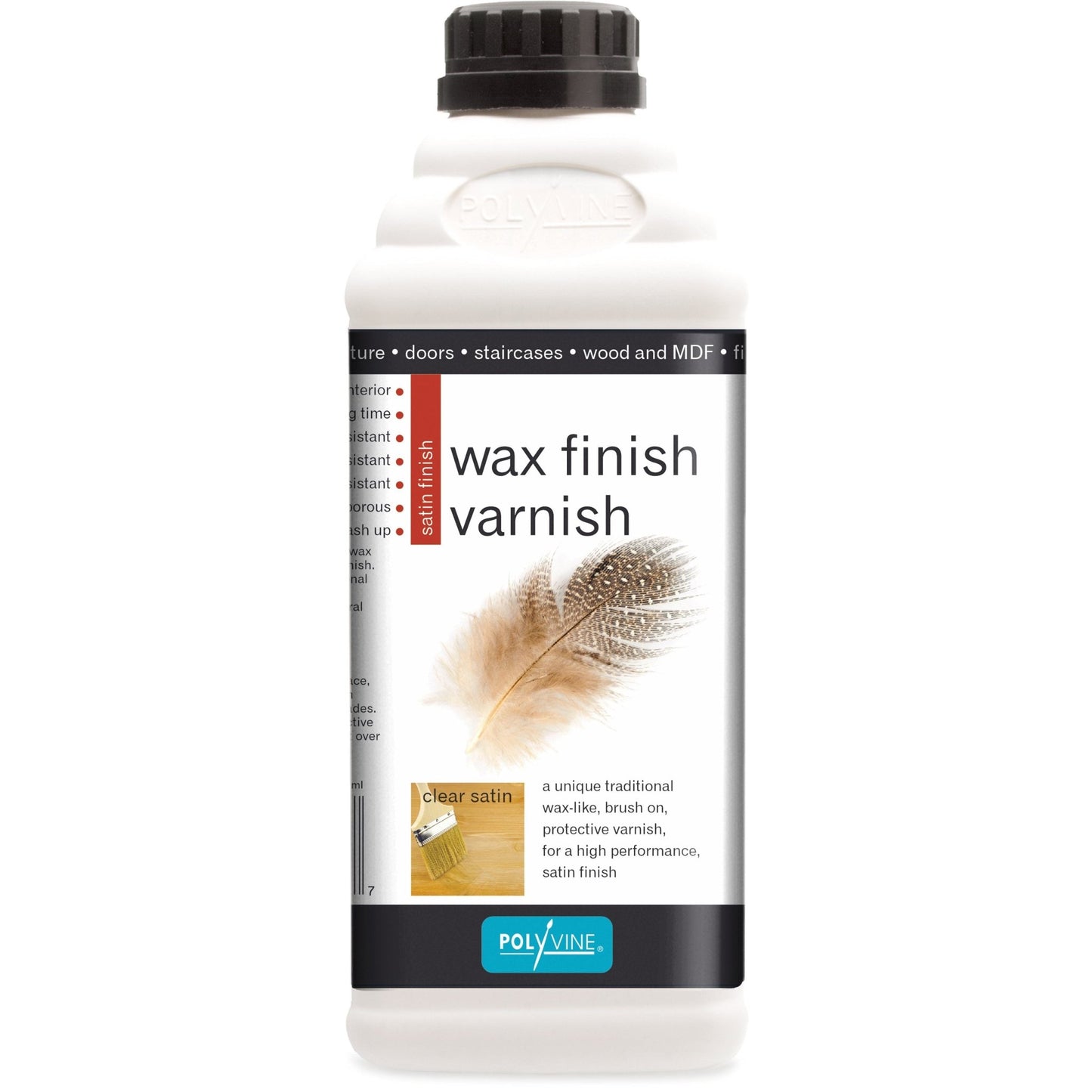 Polyvine Wax Finish Varnish - Clear Satin Finish - 100ml, 500ml, 1 litre - Varnish - Baillea's Interiors -