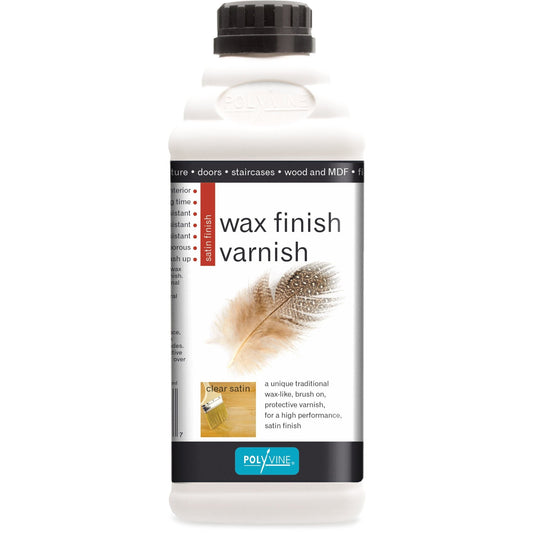 Polyvine Wax Finish Varnish - Clear Satin Finish - 100ml, 500ml, 1 litre - Varnish - Baillea's Interiors -