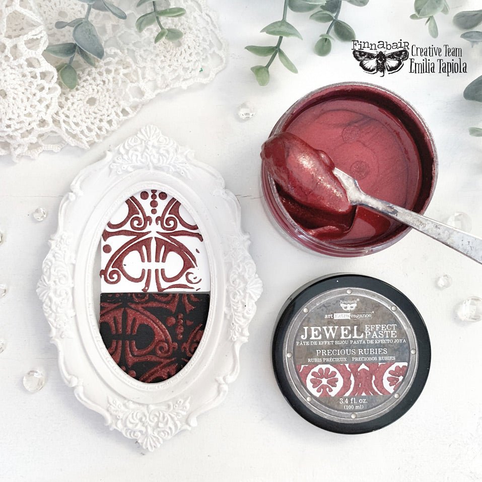 PRECIOUS RUBIES Jewel Effect Paste, Art Extravagance, Mixed Media - Raised Stencil Medium, 100ml - Chalk Paste - Baillea's Interiors -