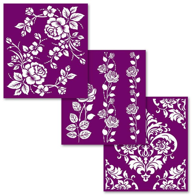 ROSES Silk Screen Stencils 3 designs 8" x 10" by Belles and Whistles - Stencil - Baillea's Interiors -