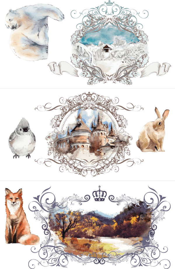 SEASONS - 3 parts - Hokus Pokus Rub On Decor Transfer Decal - Furniture Transfer - Baillea's Interiors -