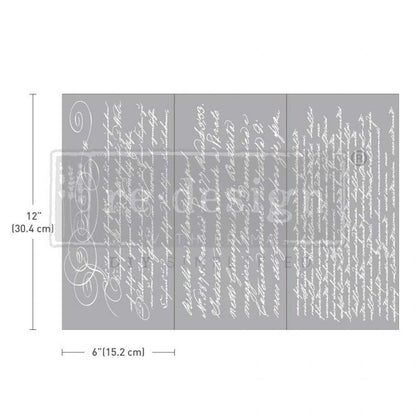 SECRET LETTER II - 3 sheets - 15cm x 30cm each - Redesign Decor Transfer Decal - Furniture Transfer - Baillea's Interiors -