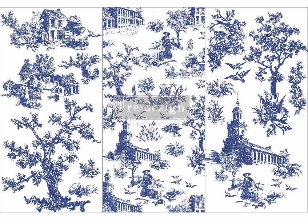 TOILE - 3 sheets - 15cm x 30cm each - Redesign Decor Transfer Decal - Furniture Transfer - Baillea's Interiors -