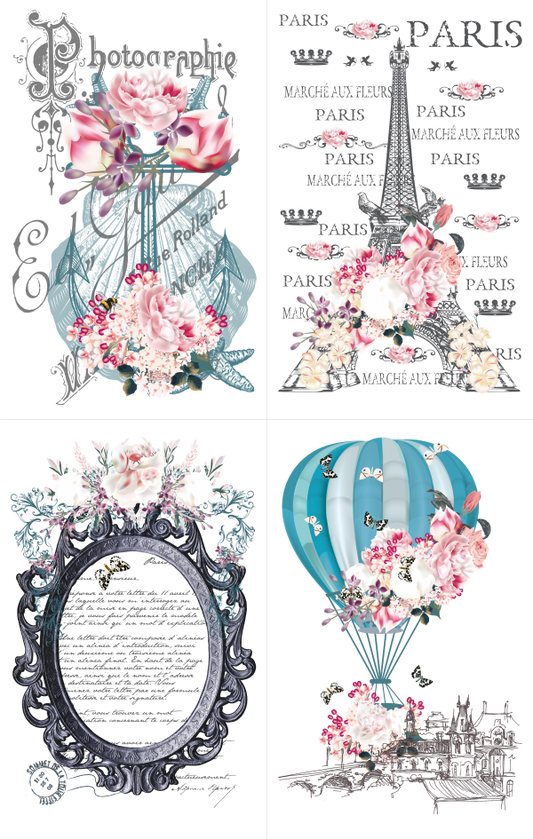 UP IN THE AIR - 4 parts - Hokus Pokus Rub On Decor Transfer Decal - Furniture Transfer - Baillea's Interiors -