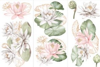 WATER LILIES - 3 sheets - 15cm x 30cm each - Redesign Decor Transfer Decal - Furniture Transfer - Baillea's Interiors -