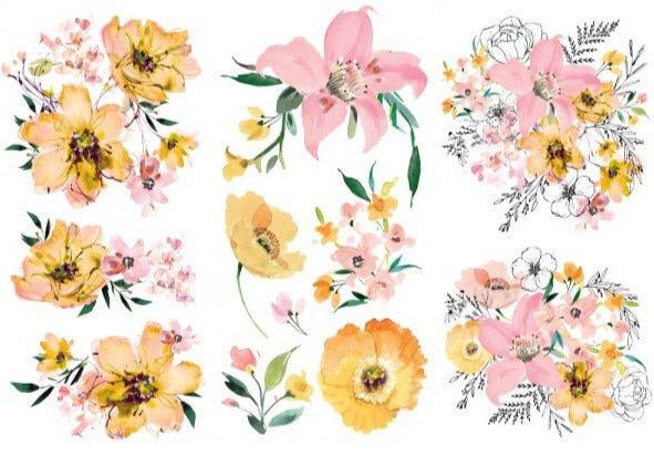 WATERCOLOUR LUSH - 3 sheets - 15cm x 30cm each - Redesign Decor Transfer Decal - Furniture Transfer - Baillea's Interiors -