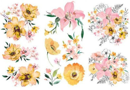 WATERCOLOUR LUSH - 3 sheets - 15cm x 30cm each - Redesign Decor Transfer Decal - Furniture Transfer - Baillea's Interiors -