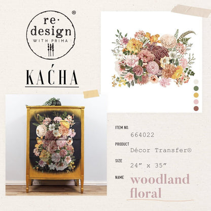 WOODLAND FLORAL - 24" x 35" - Kacha - Redesign Decor Transfer Decal - Furniture Transfer - Baillea's Interiors -